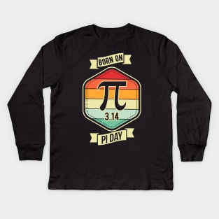 Born On March 14 Happy Pi Day Birthday Math Teacher Kids Kids Long Sleeve T-Shirt